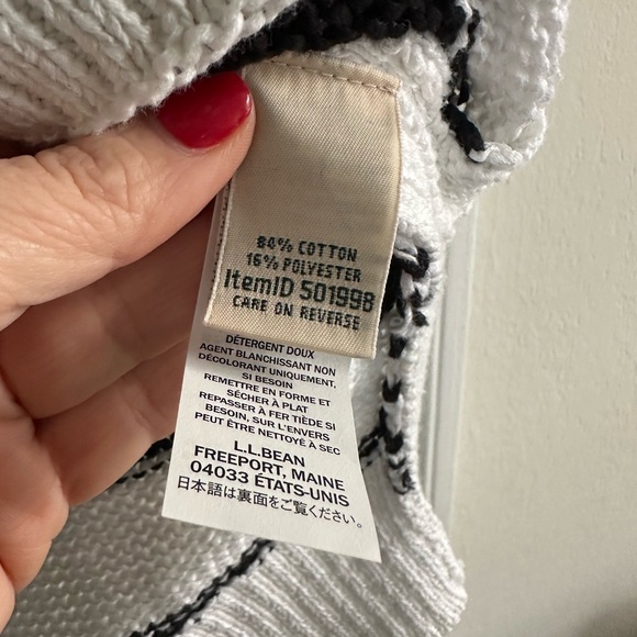 LL Bean Black White Stripe Cotton Tunic, Medium - Picture 5 of 5